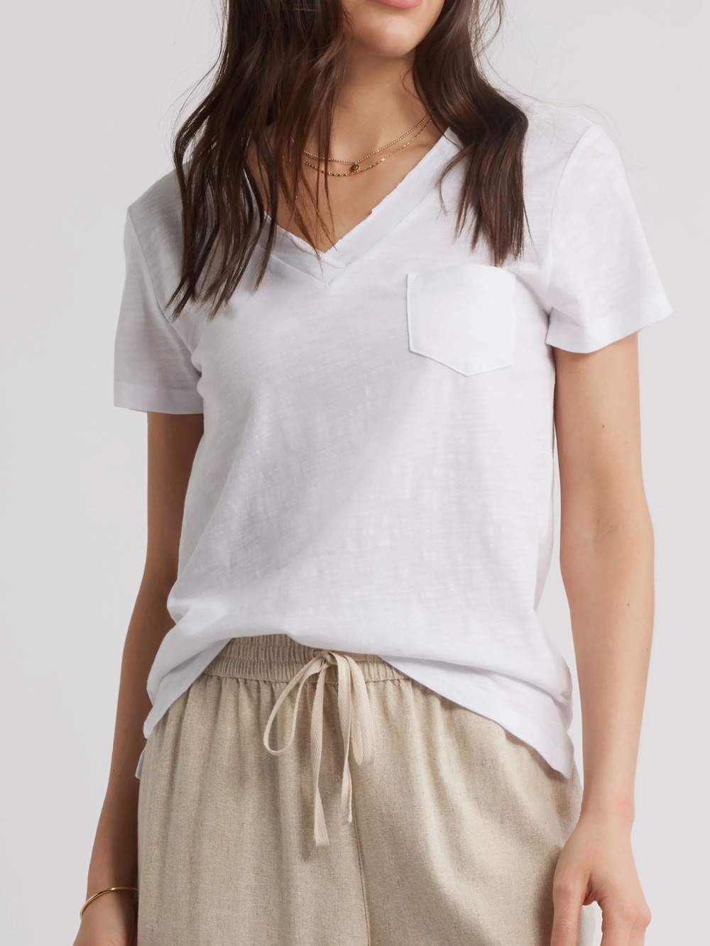 Cotton & Modal V-Neck T-Shirt Nordstrom Caslon White Minimal Layer Gift Casual M